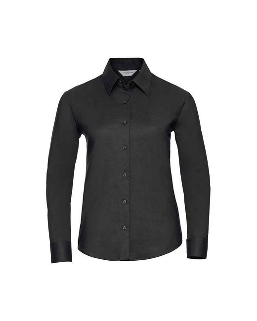 Russell Black Ladies Oxford Easy-Care Long-Sleeved Shirt