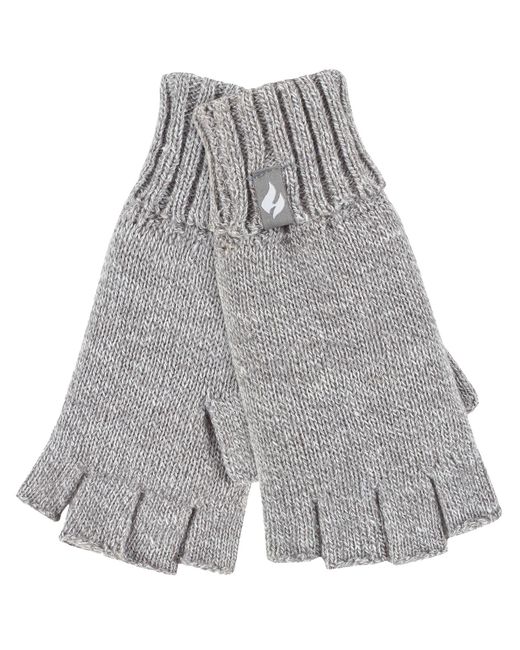 Heat Holders Gray Ladies Solid Knitted Fingerless Gloves