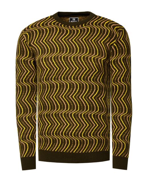 Rusty Neal 80s Design Fijn Gebreide Trui Met Ronde Hals in het Green voor heren