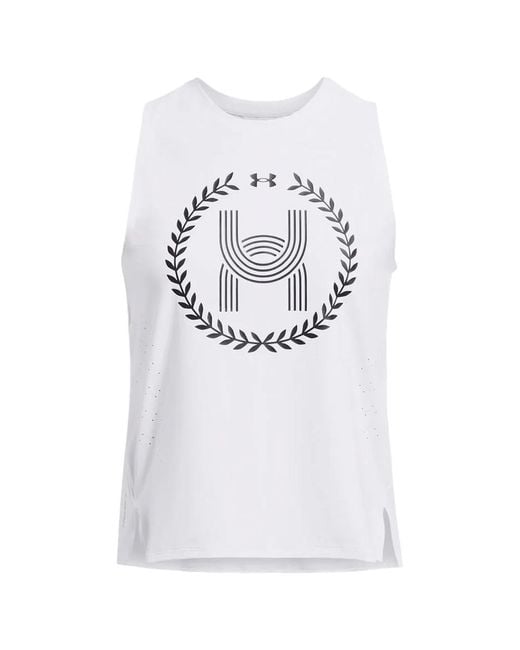 Under Armour White "Launch Elite" Ärmelloses Oberteil Für Damen