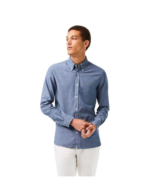 Lacoste Chambray Slim Overhemd in het Blue voor heren