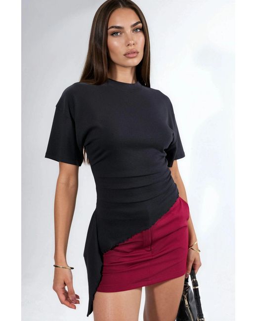Busem Oversized Crew Neck Drape Blouse in het Red
