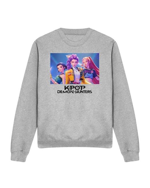 K-Pop Demon Hunters Gray Adult Heroic Huntrix Huntr/X Sweatshirt (Heather)
