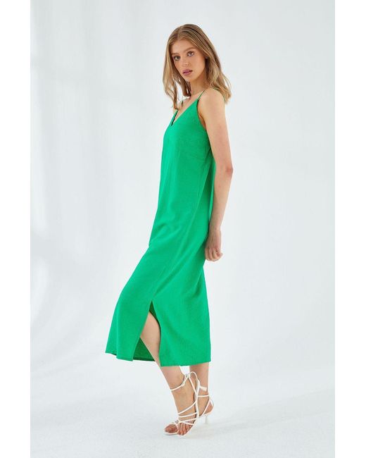 MixRay V-Hals Split Midi-Jurk in het Green