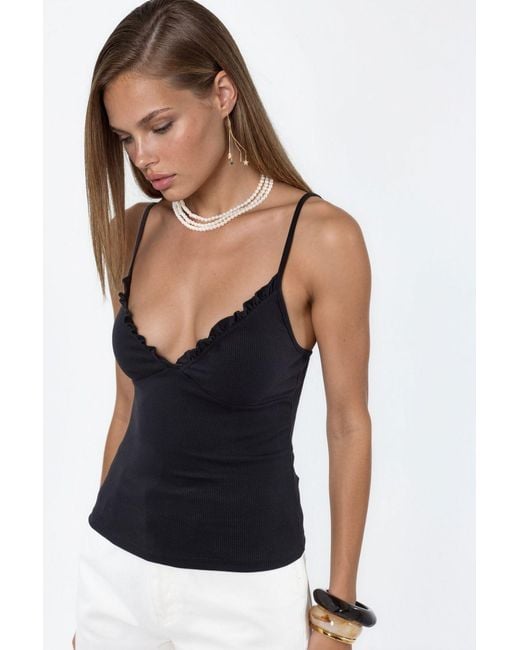 Busem Blue V-Neck Ribbed Fitted Tank Top