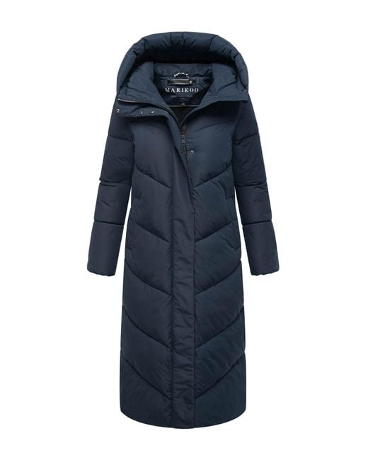 Marikoo Wintermantel Ranjaa Gewatteerd Met Capuchon & Reflecterende Details in het Blue