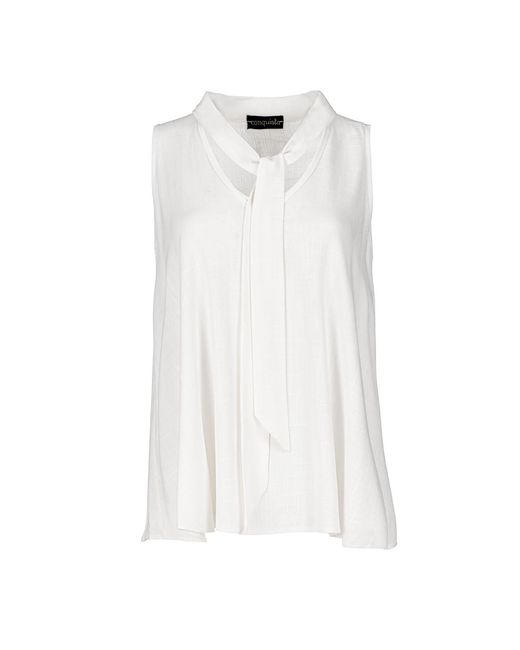 Conquista Ecru Band Detail Mouwloze Top in het White