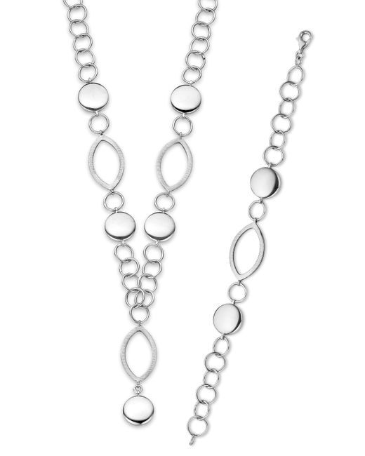 Orphelia White 925 Sterling Set: Chain + Bracelet