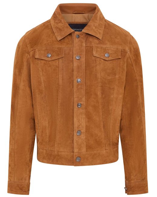 Infinity Leather Brown Goat Suede Jacket- Nurmes for men