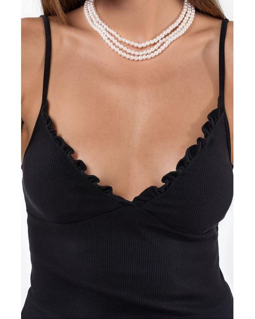 Busem Blue V-Neck Ribbed Fitted Tank Top