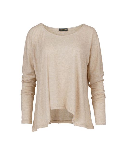 Conquista Natural Melange Knit Handkerchief Hem Top