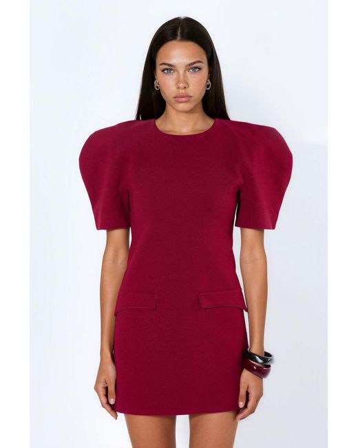 Busem Red Mini Crepe Dress With Pocket And Zipper