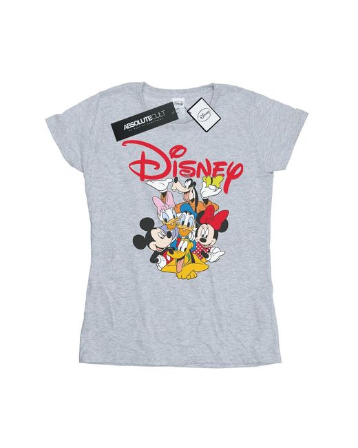 Disney Gray Ladies Mickey Mouse Crew Cotton T-Shirt (Sports)