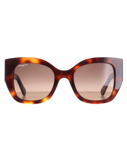 Ferragamo Brown Square Classic Tortoise Gradient Sf1045S