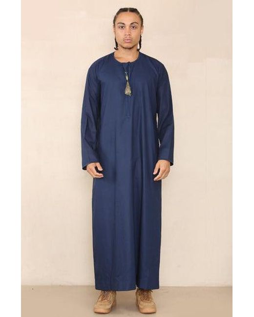Thobez Blue Thobe Jubba Saudi Islamic Arab Eid Emirati Kaftan Jubbah Tassel Robe for men