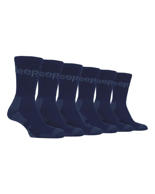 Jeep Blue 6 Pairs Luxury Cushioned Cotton Hiking Socks for men