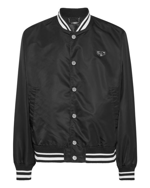 Philipp Plein Jassen ,Zwart ,Nylon Nylon Baseball Jacket in het Black voor heren