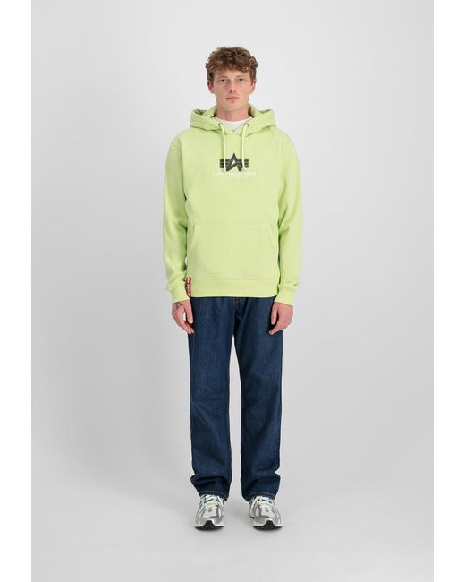 Alpha Industries Basic Big Logo Rubber Hoodie in het Green voor heren