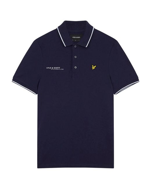 Lyle & Scott Blue Co-Ordinate Print Logo Short Sleeved Polo Shirt Cotton for men