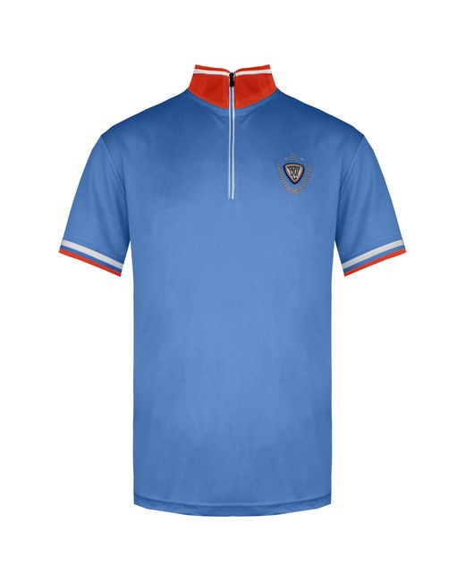 Rossignol Blue Short Sleeve 3/4 Zip Up/ Virage Polo Shirt Rldmy10 793 Cotton for men