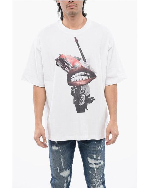 John Richmond T-Shirt Mit Oversize-Passform Und Strass-Print in White für Herren