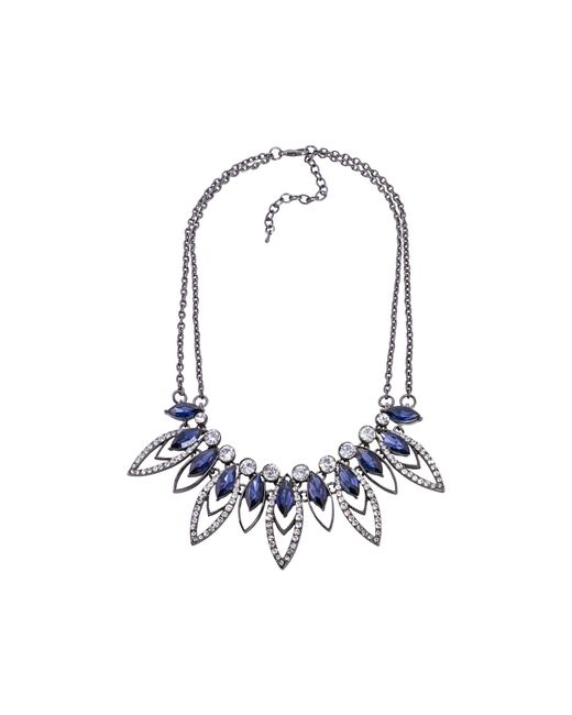 Steuer Blue Modeschmuck Kette Metall Glasstein Dunkelblau 53Cm