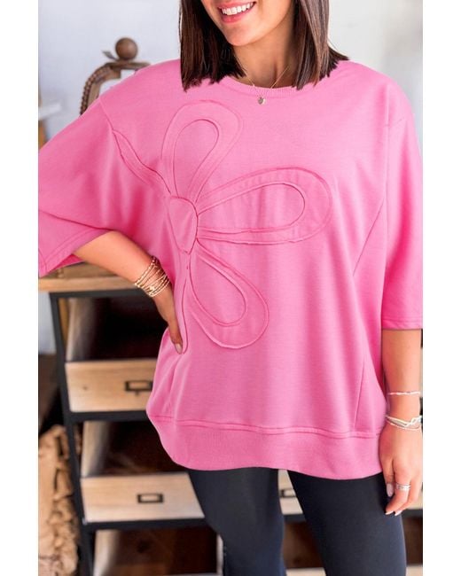 Azura Exchange Aplique Bloemen Top in het Pink