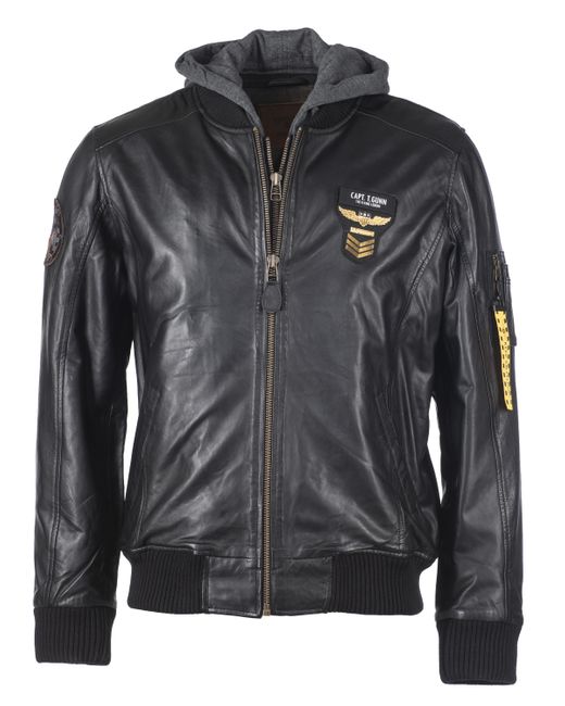 top gun Leren Jas Tgj1004 in het Black voor heren