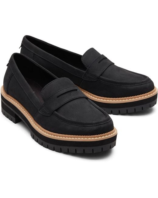 TOMS Black Cara Leather Loafers