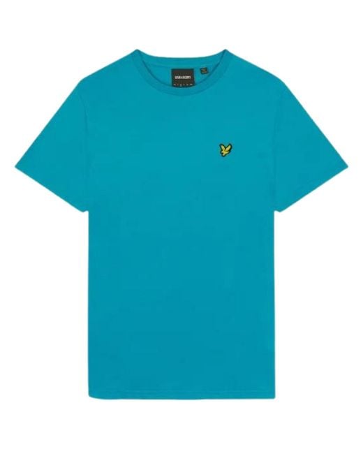 Lyle & Scott Blue Brand Chest Logo Leisure T-Shirt Cotton for men