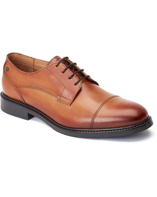 Base London Brown Magnus Leather Burnt Oxford Shoes for men