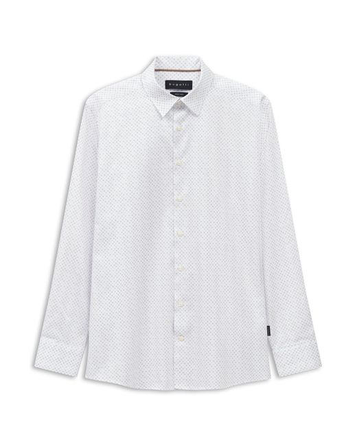 Bugatti Herren Satijnen Overhemd Met Minimale Print in het White voor heren