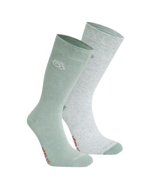 Craghoppers Blue Adult Insect Repellent Socks (Pack Of 2) (Soft Marl/Lichen)