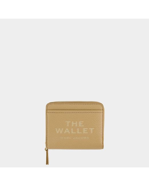 Marc Jacobs Accessoires ,Bruin ,Leer Leren Mini Compact Portemonnee in het Natural