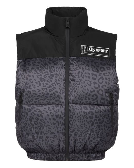 Philipp Plein Kort Vest Leopard in het Black
