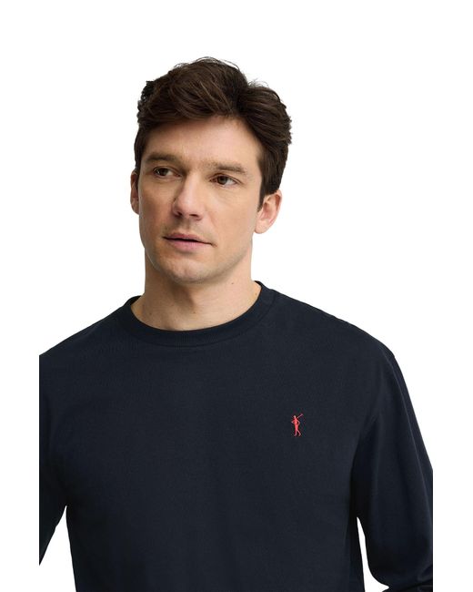 POLO CLUB Blue Long Sleeve Crew Neck T-Shirt L-S34 for men