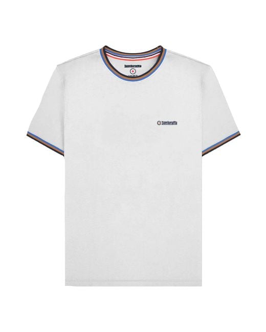 Lambretta White Ss25 Triple Tipped Pique T-Shirt /Tobacco/Royal) for men