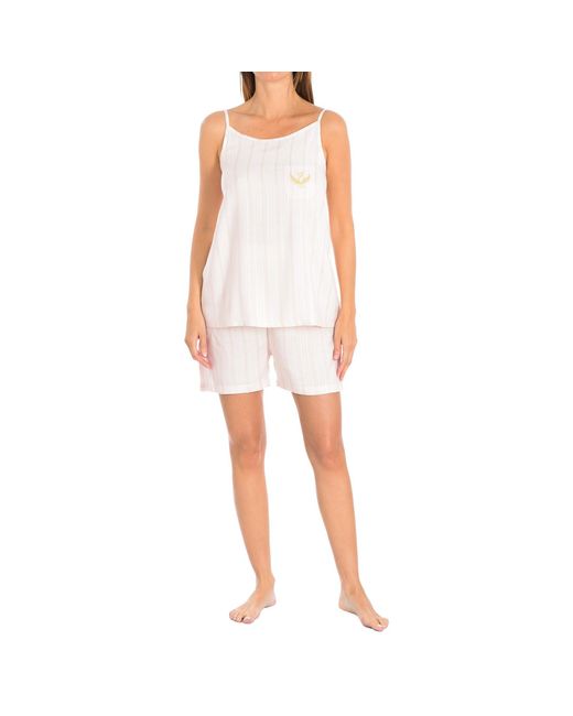 Kisses&Love White Feyza 4805 Suspender Pajamas
