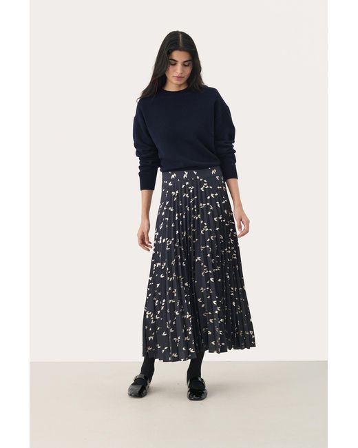 Part Two Rok A-Shape Foil Print in het Blue
