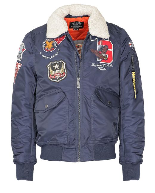 top gun Bomberjack Tg23002 Met Imitatiebontkraag in het Blue voor heren