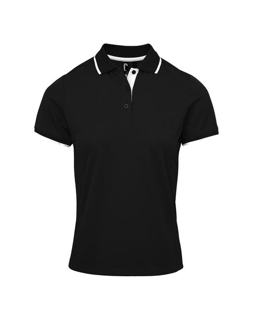 PREMIER Black Ladies Coolchecker Contrast Pique Polo Shirt