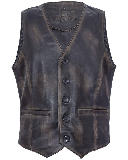 Infinity Leather Gray Leather Waistcoat Formal Traditional Gilet Vest for men