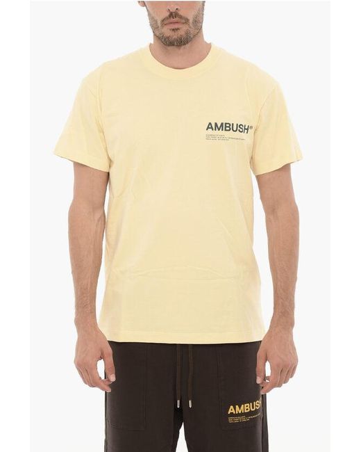 Ambush Effen T-shirt Met Ronde Hals En Bedrukt Logo In Geel in het Natural voor heren