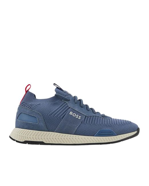Boss Titanium Suede Paneel Hardlooptrainers (blauw) in het Blue voor heren