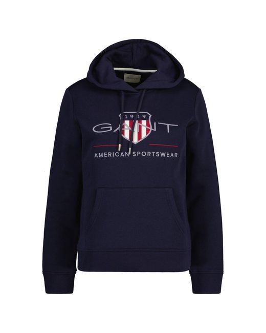 Gant Blue Regular Archive Shield Hoodie Sweatshirt