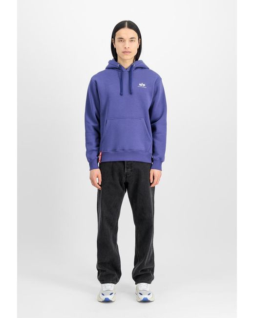 Alpha Industries Basic Small Logo Hoodie in het Blue voor heren