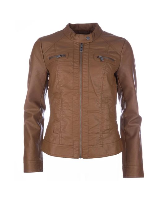 ONLY Bandit Faux Leren Bikerjasje (cognac) in het Brown