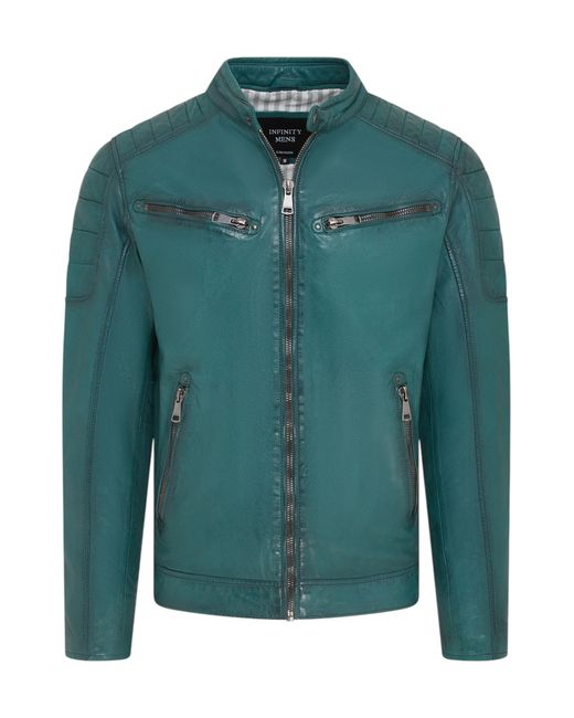 Infinity Leather Green Modern Classic Quilted Biker Jacket for men