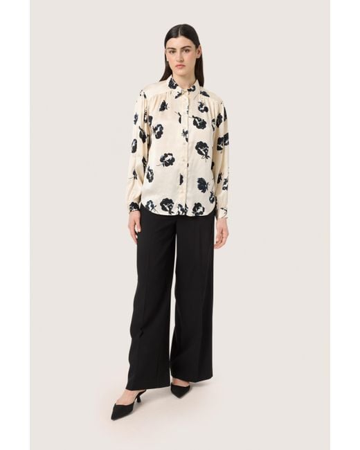 Soaked In Luxury Overhemd Met Lang Mouwen Regular Fit Black And White Flower Print in het Multicolor
