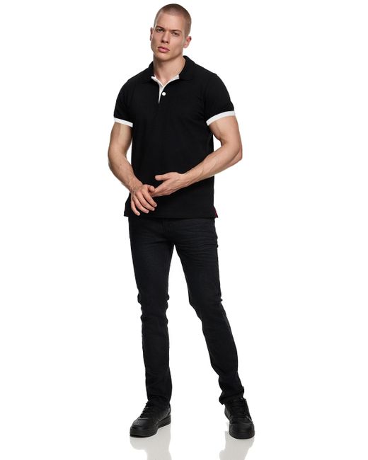 Rusty Neal Kontrast Polo Pique Shirt Regular Fit in Black für Herren